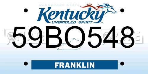59BO548 Kentucky License Plate