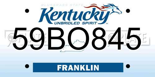 59BO845 Kentucky License Plate