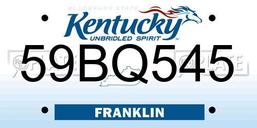 59BQ545 Kentucky License Plate