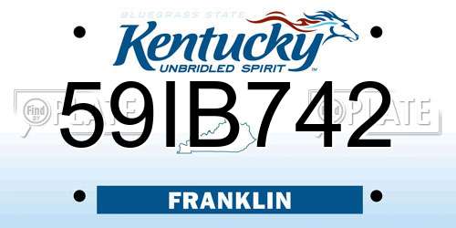 59IB742 Kentucky License Plate
