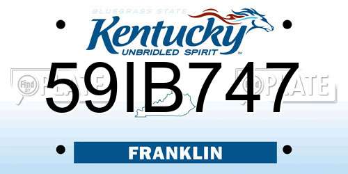 59IB747 Kentucky License Plate