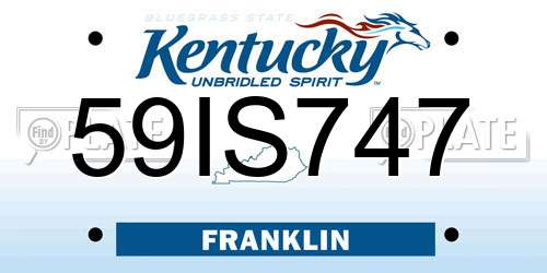 59IS747 Kentucky License Plate
