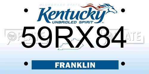 59RX84 Kentucky License Plate