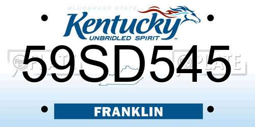 59SD545 Kentucky License Plate