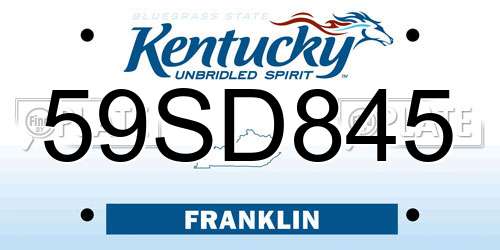 59SD845 Kentucky License Plate
