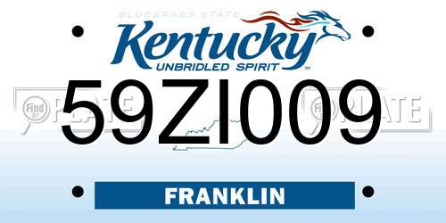 59ZI009 Kentucky License Plate