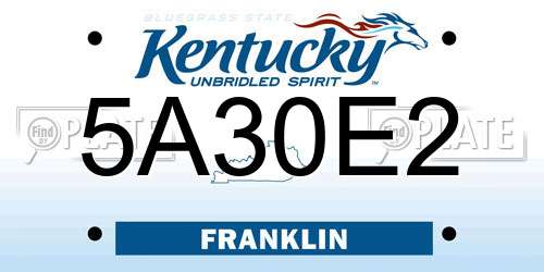 5A30E2 Kentucky License Plate