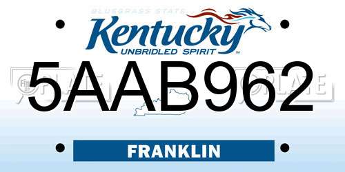 5AAB962 Kentucky License Plate