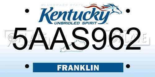 5AAS962 Kentucky License Plate