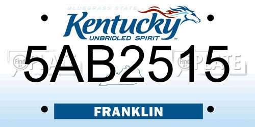 5AB2515 Kentucky License Plate