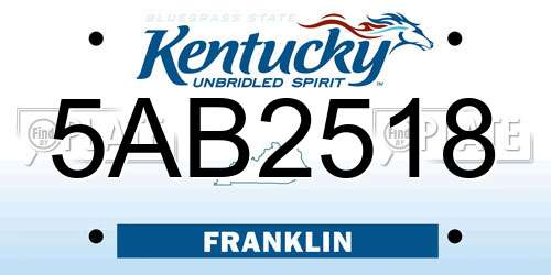 5AB2518 Kentucky License Plate