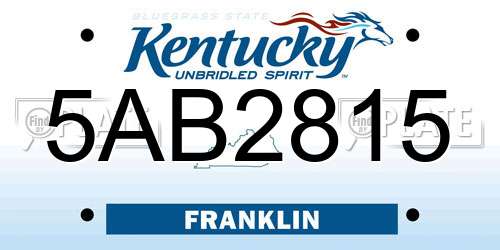 5AB2815 Kentucky License Plate