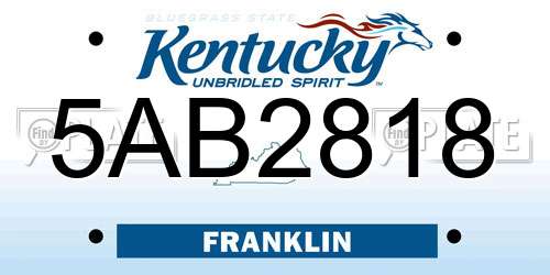 5AB2818 Kentucky License Plate