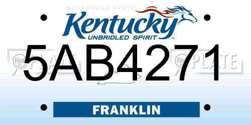 5AB4271 Kentucky License Plate