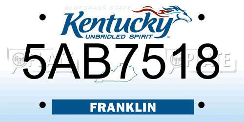 5AB7518 Kentucky License Plate