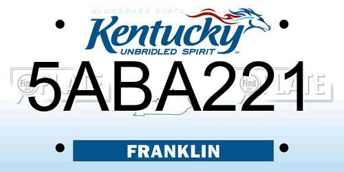 5ABA221 Kentucky License Plate