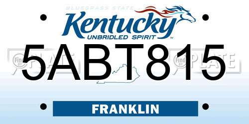 5ABT815 Kentucky License Plate