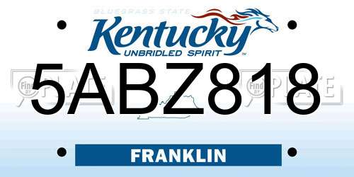 5ABZ818 Kentucky License Plate