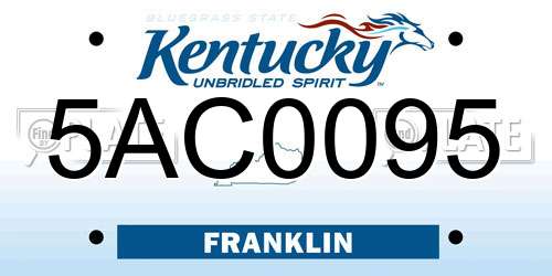 5AC0095 Kentucky License Plate