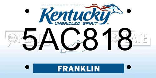 5AC818 Kentucky License Plate