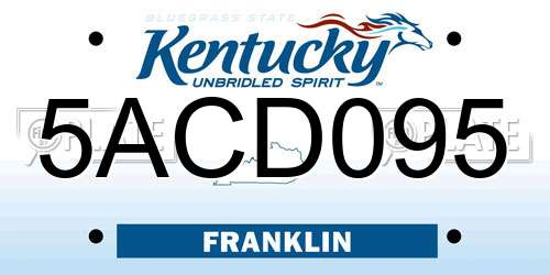 5ACD095 Kentucky License Plate