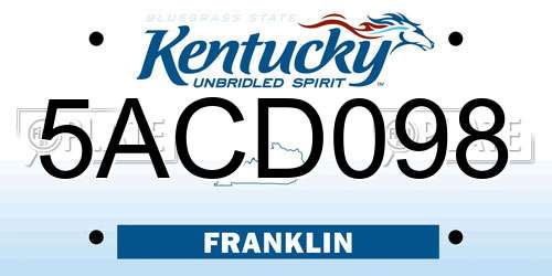 5ACD098 Kentucky License Plate