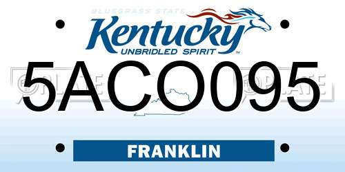5ACO095 Kentucky License Plate