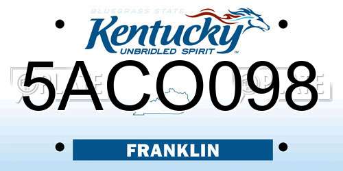 5ACO098 Kentucky License Plate