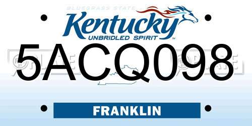 5ACQ098 Kentucky License Plate