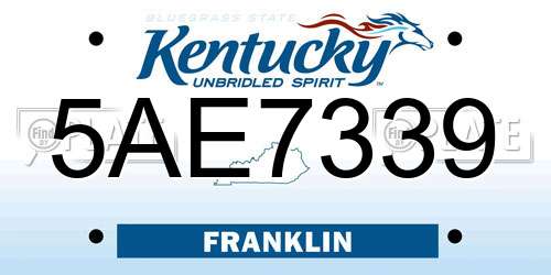 5AE7339 Kentucky License Plate