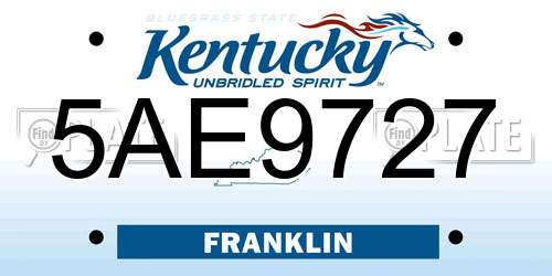 5AE9727 Kentucky License Plate