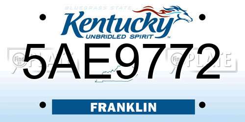 5AE9772 Kentucky License Plate