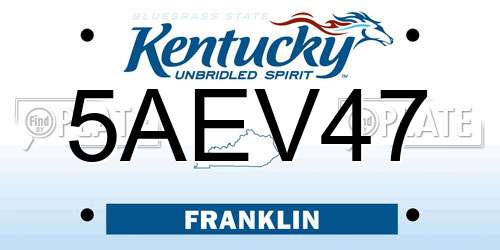 5AEV47 Kentucky License Plate