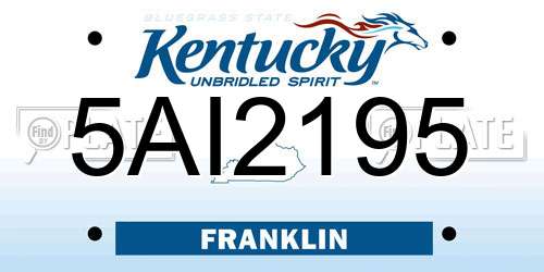 5AI2195 Kentucky License Plate