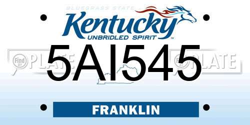 5AI545 Kentucky License Plate