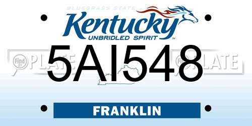 5AI548 Kentucky License Plate
