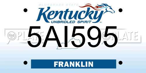 5AI595 Kentucky License Plate