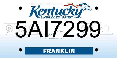 5AI7299 Kentucky License Plate