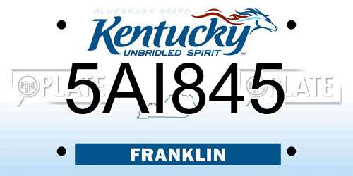 5AI845 Kentucky License Plate