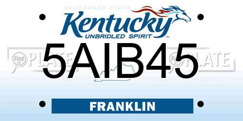 5AIB45 Kentucky License Plate