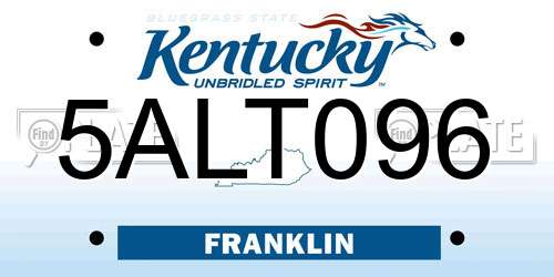 5ALT096 Kentucky License Plate
