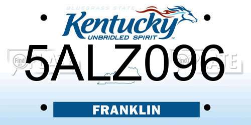 5ALZ096 Kentucky License Plate