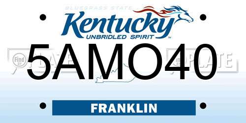 5AMO40 Kentucky License Plate