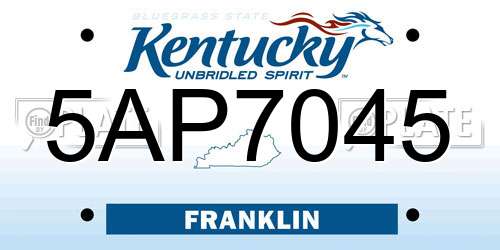 5AP7045 Kentucky License Plate