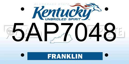 5AP7048 Kentucky License Plate