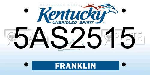 5AS2515 Kentucky License Plate