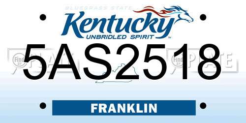 5AS2518 Kentucky License Plate