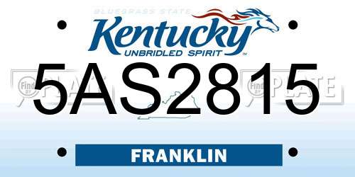 5AS2815 Kentucky License Plate