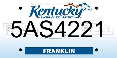 5AS4221 Kentucky License Plate