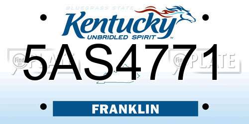 5AS4771 Kentucky License Plate